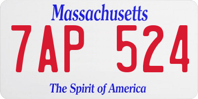 MA license plate 7AP524