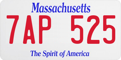 MA license plate 7AP525