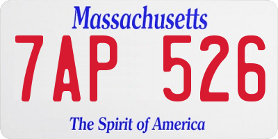 MA license plate 7AP526