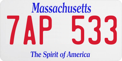MA license plate 7AP533