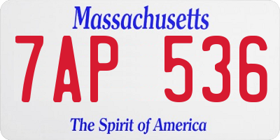 MA license plate 7AP536