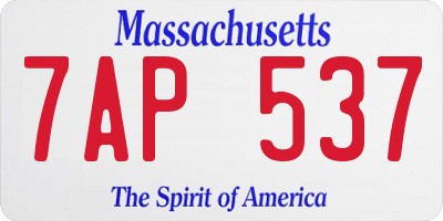 MA license plate 7AP537