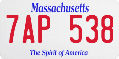 MA license plate 7AP538