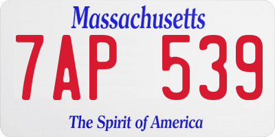 MA license plate 7AP539
