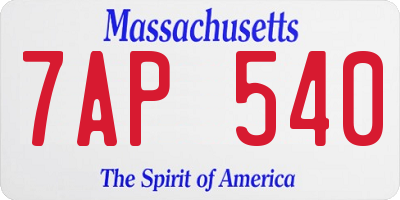 MA license plate 7AP540