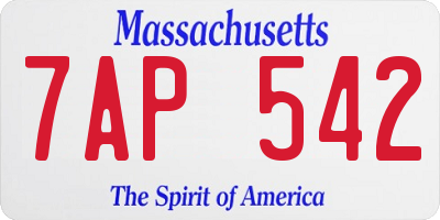 MA license plate 7AP542