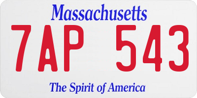 MA license plate 7AP543