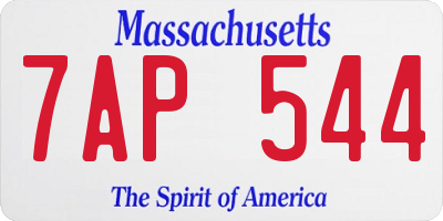 MA license plate 7AP544