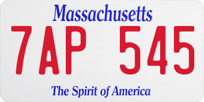 MA license plate 7AP545