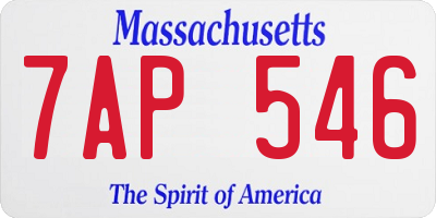 MA license plate 7AP546