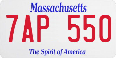 MA license plate 7AP550