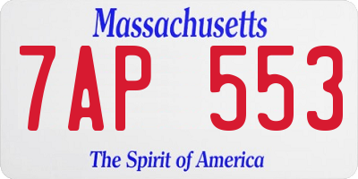 MA license plate 7AP553