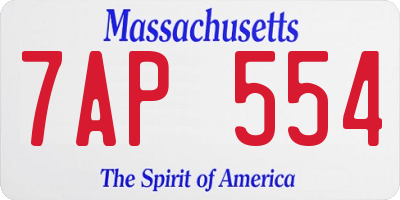 MA license plate 7AP554