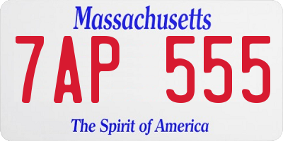 MA license plate 7AP555