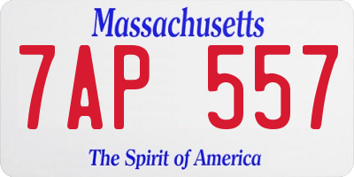 MA license plate 7AP557