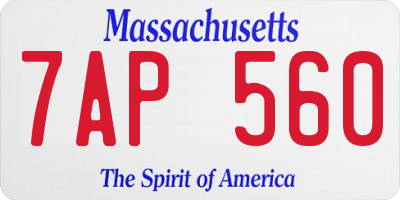 MA license plate 7AP560