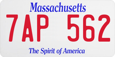MA license plate 7AP562