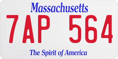 MA license plate 7AP564