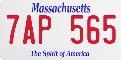 MA license plate 7AP565