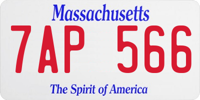 MA license plate 7AP566