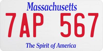 MA license plate 7AP567