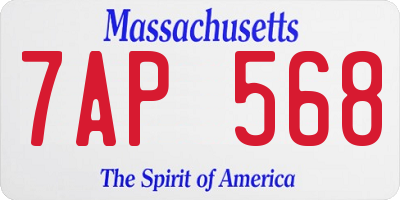 MA license plate 7AP568