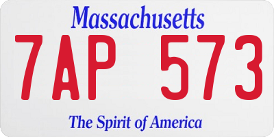 MA license plate 7AP573
