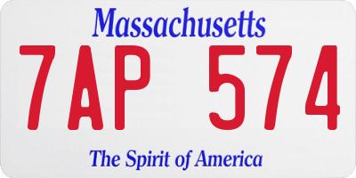 MA license plate 7AP574