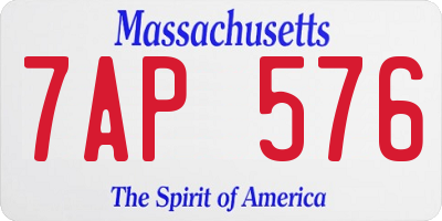 MA license plate 7AP576