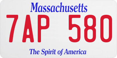 MA license plate 7AP580