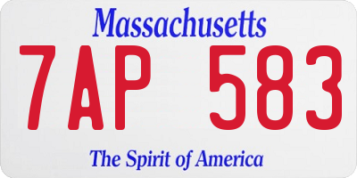 MA license plate 7AP583