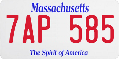MA license plate 7AP585