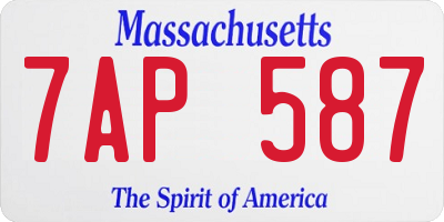 MA license plate 7AP587
