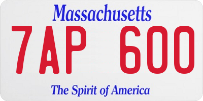 MA license plate 7AP600