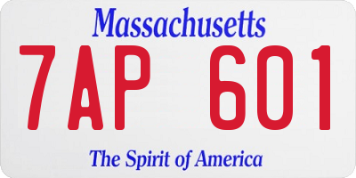 MA license plate 7AP601