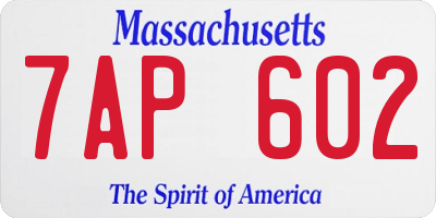 MA license plate 7AP602
