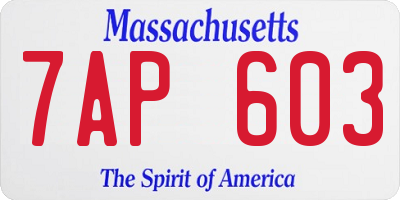 MA license plate 7AP603