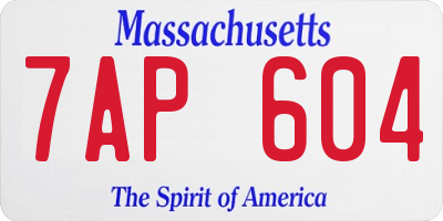 MA license plate 7AP604