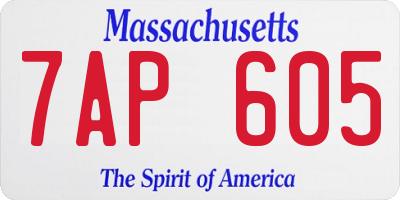 MA license plate 7AP605