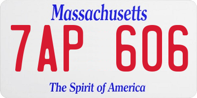MA license plate 7AP606