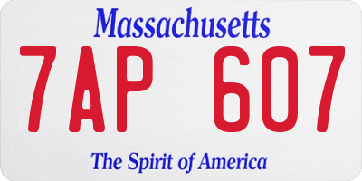 MA license plate 7AP607