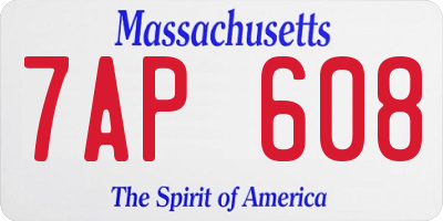 MA license plate 7AP608