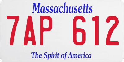 MA license plate 7AP612