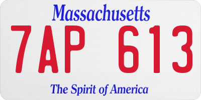 MA license plate 7AP613