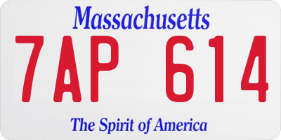 MA license plate 7AP614