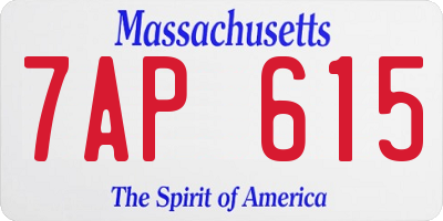 MA license plate 7AP615