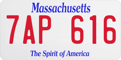 MA license plate 7AP616
