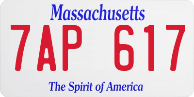 MA license plate 7AP617