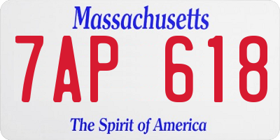 MA license plate 7AP618