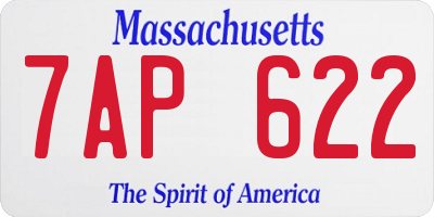 MA license plate 7AP622